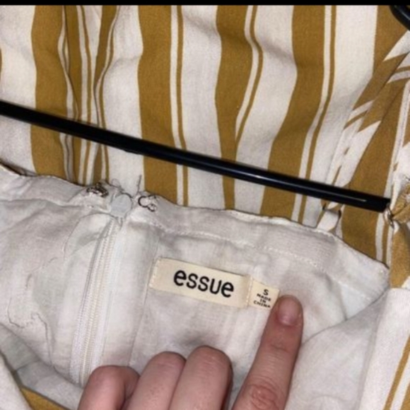 ESSUE Yellow Dress W/ Tie Up Adjustable Straps Zipper - Picture 3 of 4